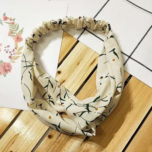 Bandeau Torsadé Pour Cheveux Casual En Satin Fleuri Minimaliste Beige