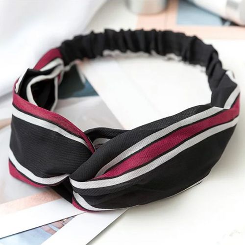 Bandeau Torsadé Pour Cheveux En Tissu Voile À Rayures Vintage Noir