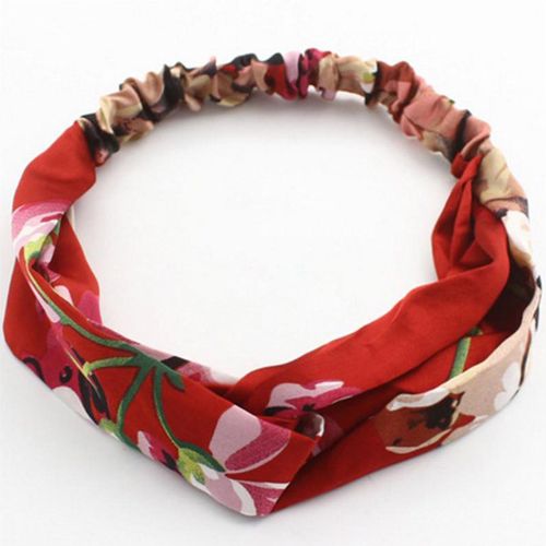 Bandeau Torsadé Pour Cheveux Casual En Satin Fleuri Minimaliste Rouge