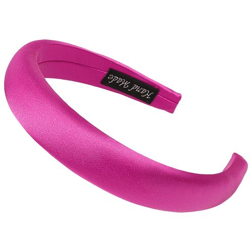 Serre-Tête Large Pour Cheveux En Satin Coussiné Glamour Fuchsia