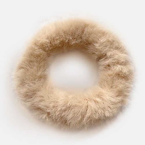Chouchou Classique Pour Cheveux En Fourrure Duveteuse Beige