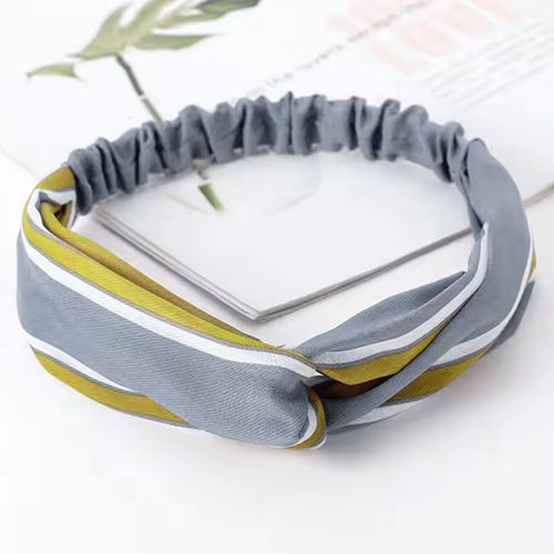 Bandeau Torsadé Pour Cheveux En Tissu Voile À Rayures Vintage Bleu Clair