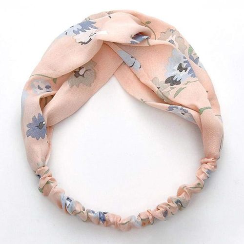 Bandeau Torsadé Pour Cheveux Casual En Satin Fleuri Minimaliste Rose Pale