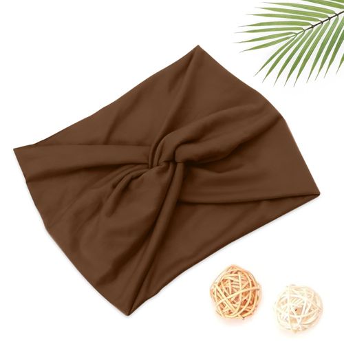 Bandeau Croisé Pour Cheveux En Coton Doux Uni Raffiné Marron