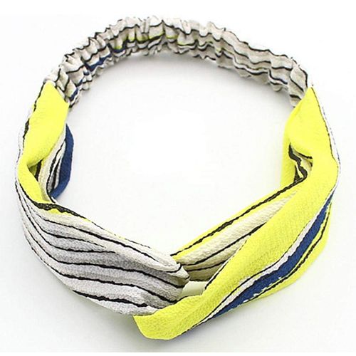Bandeau Torsadé Pour Cheveux En Tissu Voile À Rayures Vintage Jaune