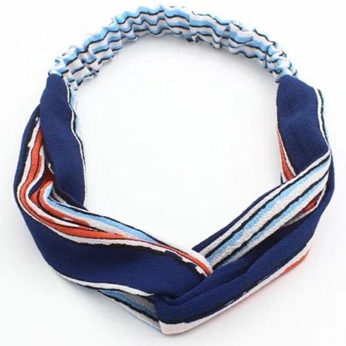 Bandeau Torsadé Pour Cheveux En Tissu Voile À Rayures Vintage Bleu