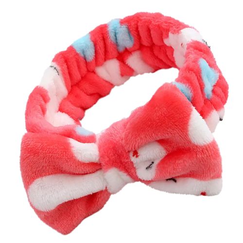 Bandeau Spa Pour Cheveux En Fourrure Polaire Avec Motifs Lapin Rouge