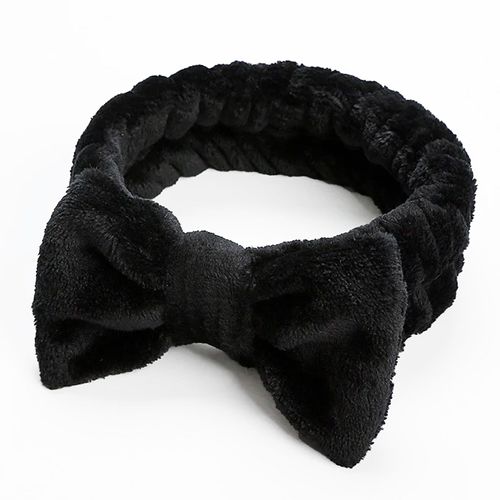 Bandeau Spa Pour Cheveux En Fourrure Polaire Uni Doux Noir