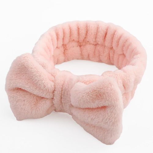 Bandeau Spa Pour Cheveux En Fourrure Polaire Uni Doux Rose Pêche