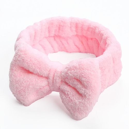 Bandeau Spa Pour Cheveux En Fourrure Polaire Uni Doux Rose