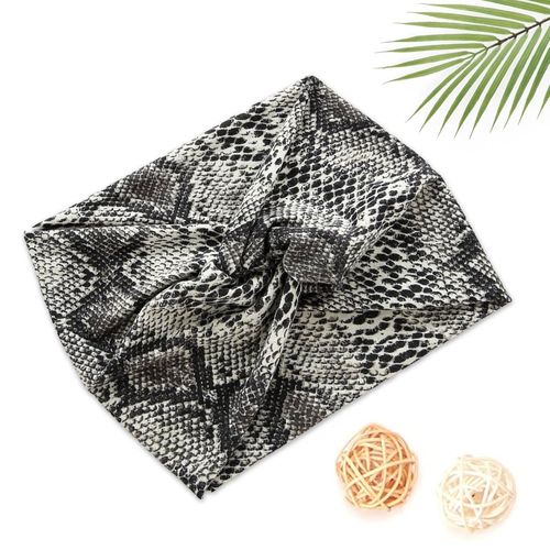 Bandeau Croisé Pour Cheveux En Satin Imprimé Python Glamour Gris