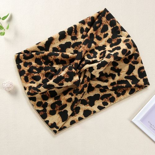 Bandeau Croisé Pour Cheveux En Coton Doux Imprimé Léopard Chic Marron