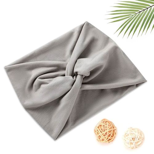 Bandeau Croisé Pour Cheveux En Coton Doux Uni Raffiné Gris