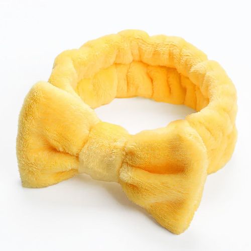 Bandeau Spa Pour Cheveux En Fourrure Polaire Uni Doux Jaune