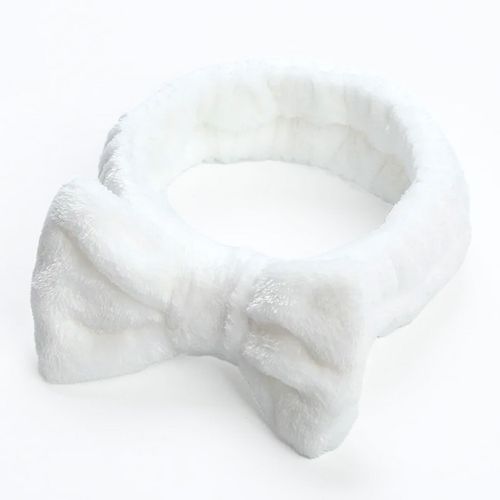 Bandeau Spa Pour Cheveux En Fourrure Polaire Uni Doux Blanc