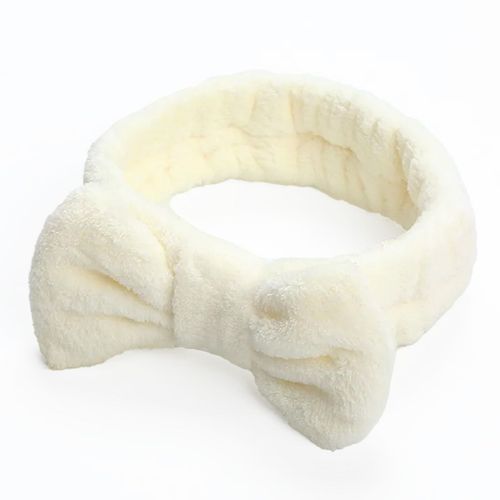 Bandeau Spa Pour Cheveux En Fourrure Polaire Uni Doux Crème