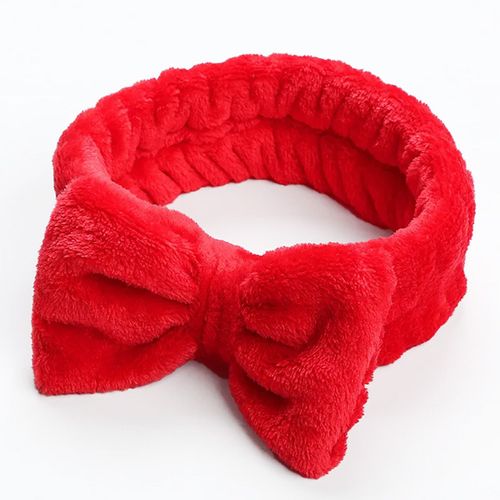 Bandeau Spa Pour Cheveux En Fourrure Polaire Uni Doux Rouge