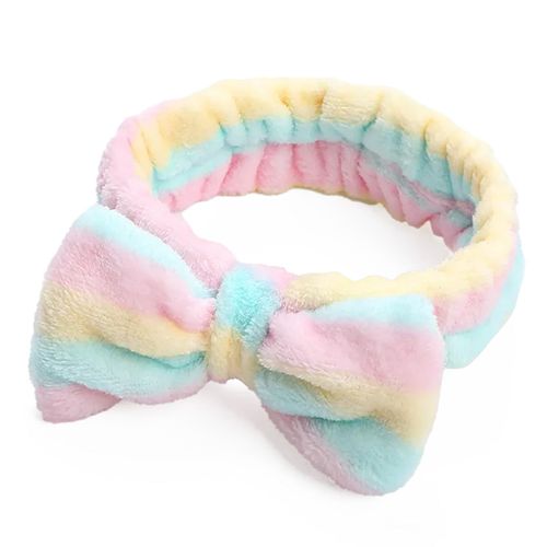 Bandeau Spa Pour Cheveux En Fourrure Polaire À Rayures Pastel