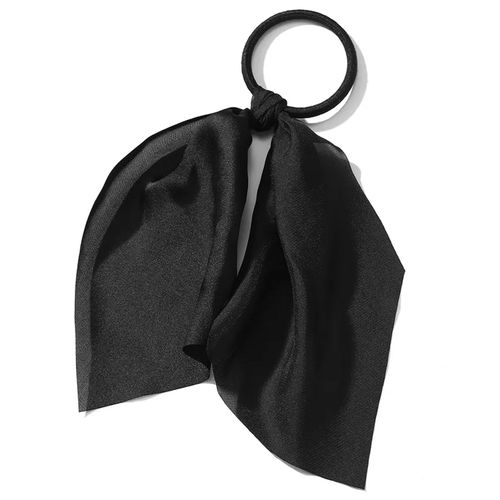 Élastique Foulard Pour Cheveux À Ruban En Satin Uni Noir