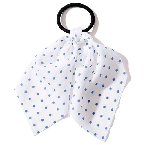 Élastique Foulard Pour Cheveux À Ruban À Pois Gracieux Blanc