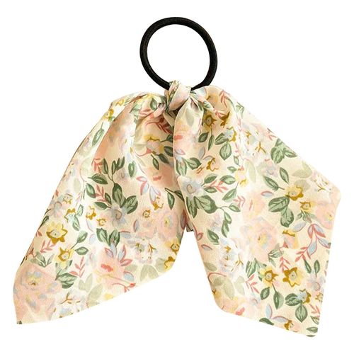 Élastique Foulard Pour Cheveux À Ruban En Voile Fleuri Romantique Jaune Mimosa