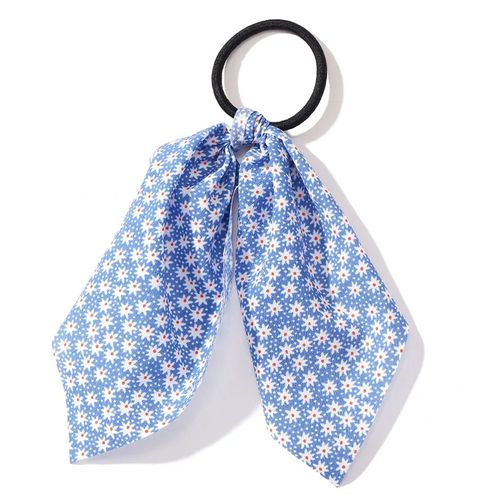 Élastique Foulard Pour Cheveux À Ruban En Voile Fleuri Romantique Bleu