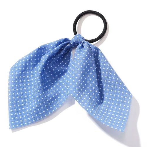 Élastique Foulard Pour Cheveux À Ruban À Pois Gracieux Bleu Ciel