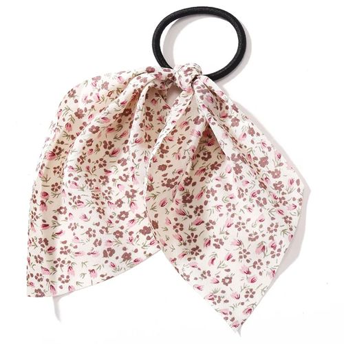 Élastique Foulard Pour Cheveux À Ruban En Voile Fleuri Romantique Jaune