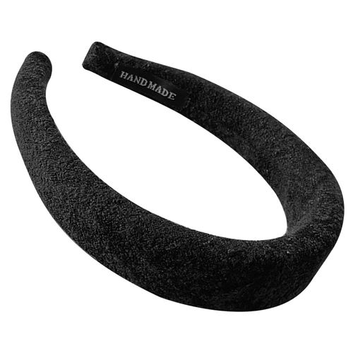 Serre-Tête Large Pour Cheveux En Velours Uni Vintage Noir