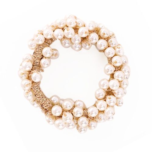 Élastique Pour Cheveux Avec Perles Brillants Glamour Blanc
