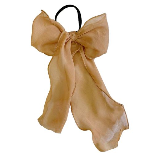 Élastique Casual Pour Cheveux À N?ud Long Translucide Sophistiqué Marron