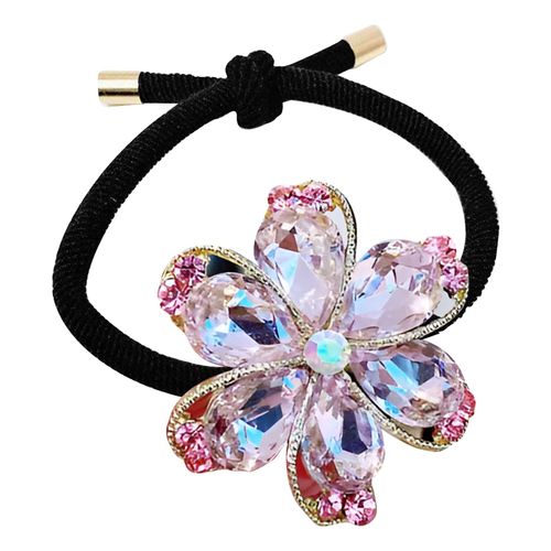 Élastique Casual Pour Cheveux À Fleur Lustrée En Strass Raffiné Rose