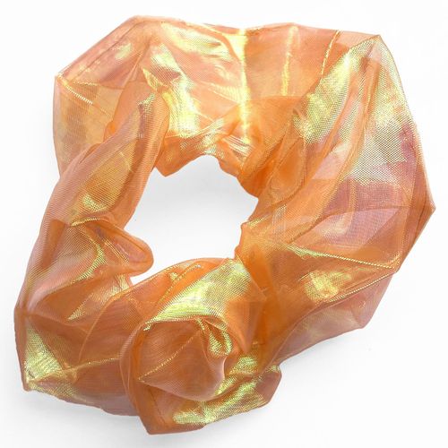 Chouchou Brillant Pour Cheveux En Tissu Vaporeux Style Coréen Orange