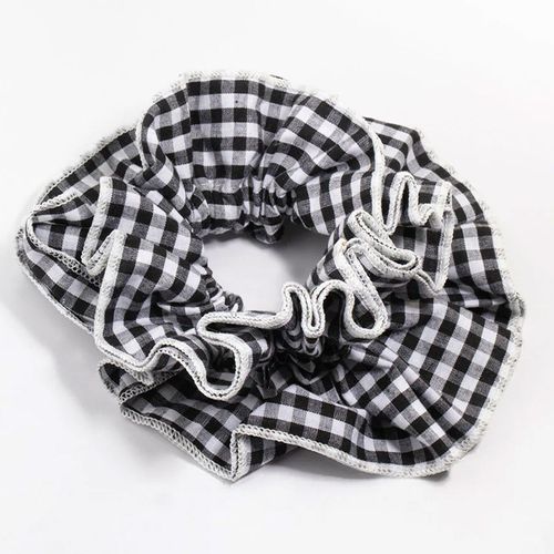 Chouchou Maxi Pour Cheveux En Tissu Plissé Vichy Vintage Noir