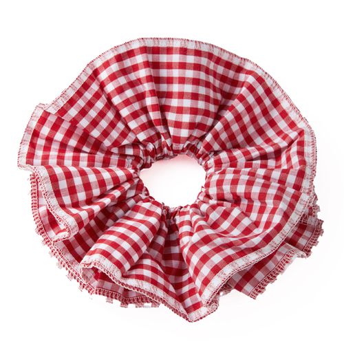 Chouchou Maxi Pour Cheveux En Tissu Plissé Vichy Vintage Rouge