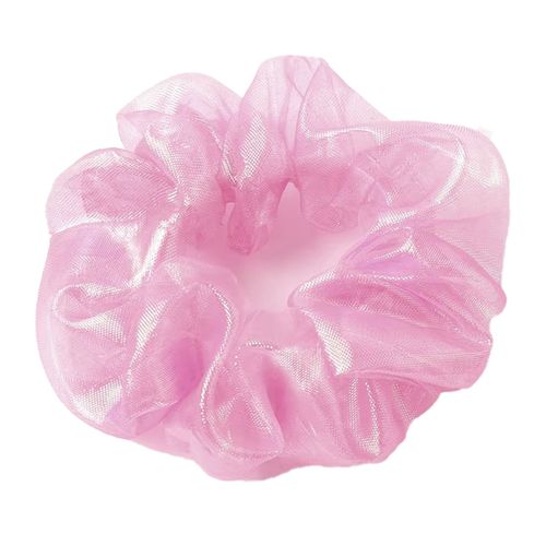 Chouchou Brillant Pour Cheveux En Tissu Vaporeux Style Coréen Rose