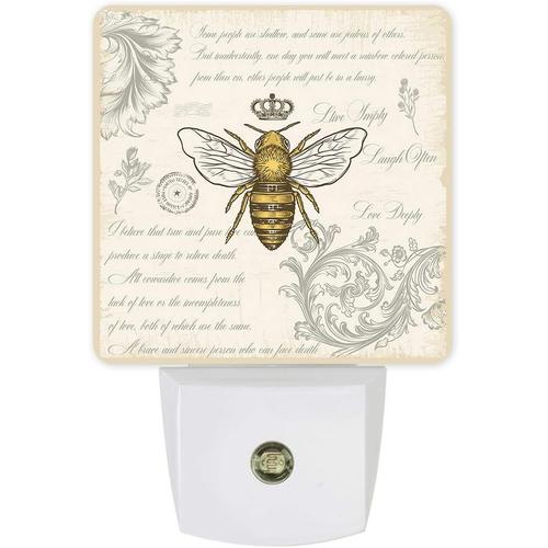 Lampe Led Enfichable Avec Capteur De Mouvement, Couronne D'abeille, Arriere-Plan Vintage, Crepuscule A L'aube, Lampe De Nuit Pour Chambre A Coucher, Cuisine, Couloir, Escaliers