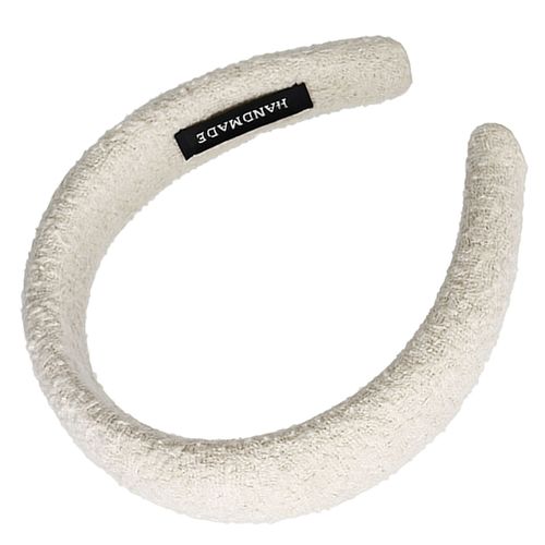 Serre-Tête Large Pour Cheveux En Tweed Uni Rétro Glam Blanc