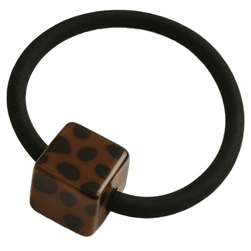 Élastique Casual Pour Cheveux À Perle Cubique Léopard Minimaliste Marron Clair