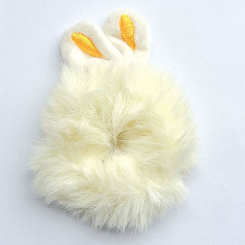 Chouchou Classique Pour Cheveux Fluffy Avec Oreilles De Lapin Beige