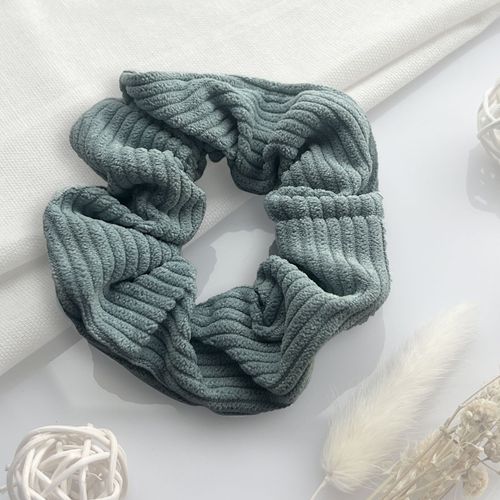 Chouchou Classique Pour Cheveux En Velours Côtelé Vintage Vert