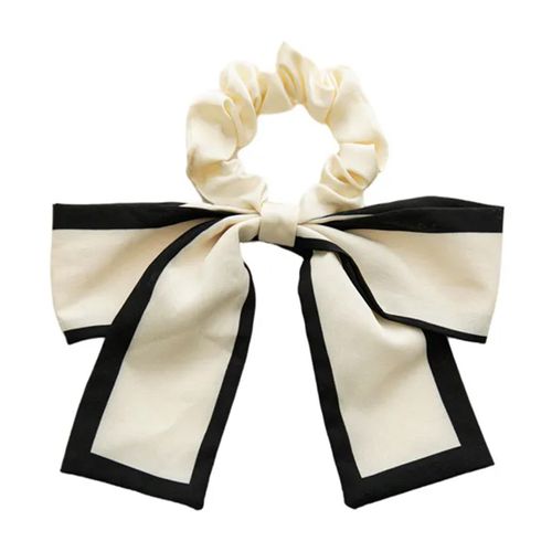 Chouchou Classique Pour Cheveux En Satin N?ud Papillon Chic Blanc