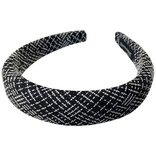 Serre-Tête Large Pour Cheveux En Tweed À Carreaux Délicat Noir