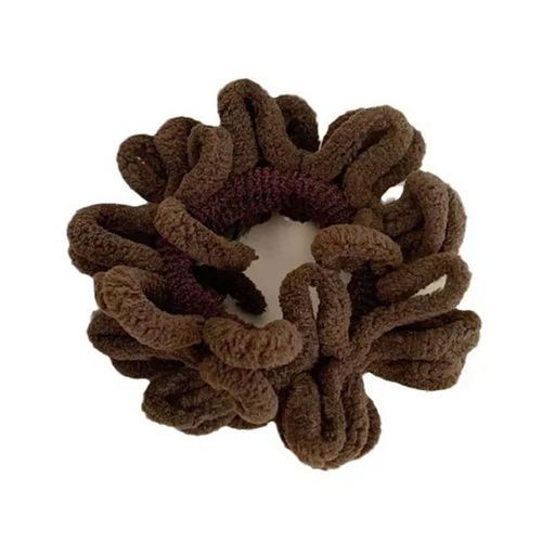 Chouchou Classique Pour Cheveux En Velours Bouclette Douillet Marron