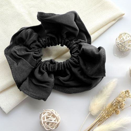 Chouchou Classique Pour Cheveux En Tissu Plissé Vintage Noir