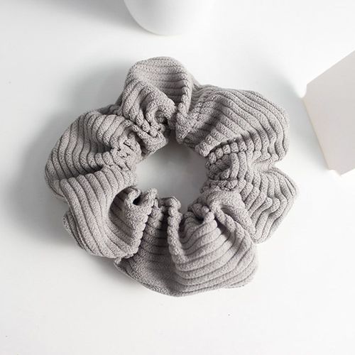Chouchou Classique Pour Cheveux En Velours Côtelé Vintage Gris