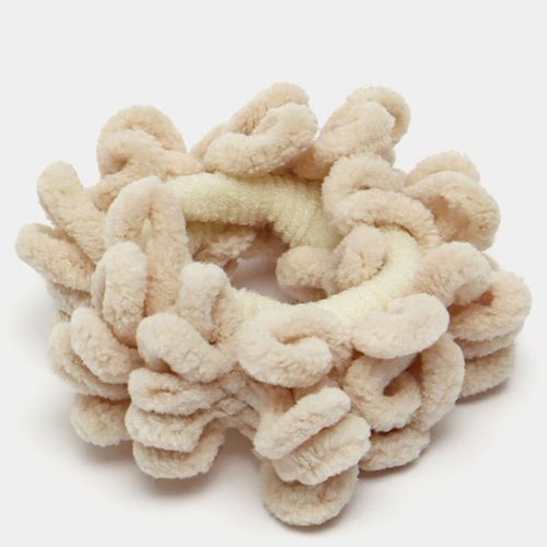Chouchou Classique Pour Cheveux En Velours Bouclette Douillet Beige