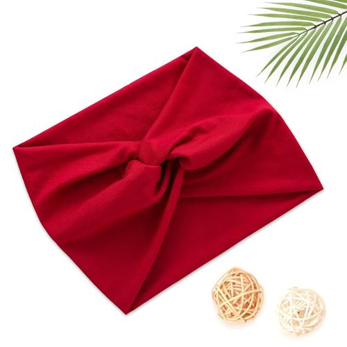 Bandeau Croisé Pour Cheveux En Coton Doux Uni Raffiné Rouge