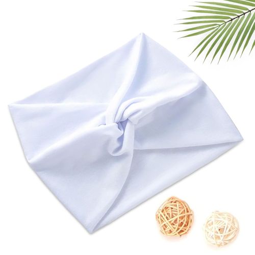 Bandeau Croisé Pour Cheveux En Coton Doux Uni Raffiné Blanc Pur