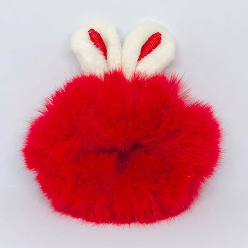 Chouchou Classique Pour Cheveux Fluffy Avec Oreilles De Lapin Rouge
